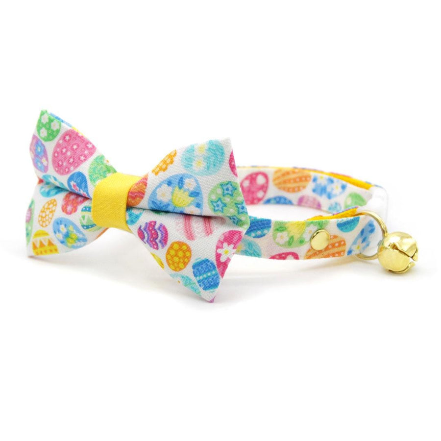 Bow Tie Cat Collar Set - "Egg Hunt" - Colorful Easter Egg Cat Collar with Bow Tie / Cat, Kitten, Small Dog Sizes