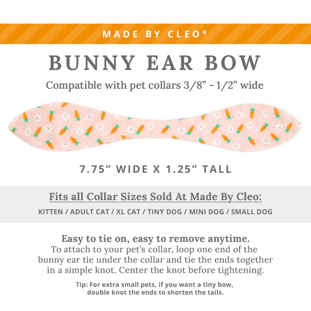 Cat Collar & Bunny Ear Bow Set - "Bunnies & Carrots Pink" -  Easter Bunny Rabbit Cat Collar w/ Matching Bunny Bow Tie / Tie-On Scarf / Cat, Kitten + Small Dog Sizes