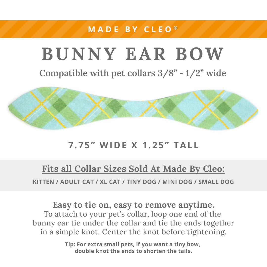 Cat Collar & Bunny Ear Bow Set - "Carmel" - Mint Plaid Cat Collar w/ Matching Bunny Bow Tie / Easter / Tie-On Scarf / Cat, Kitten + Small Dog Sizes
