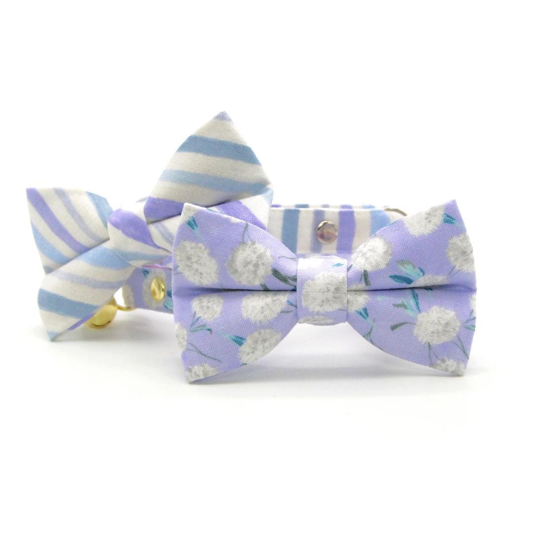Cat Bow Tie - "Indigo Sky" - Striped Bow Tie for Cat / Spring, Summer, Easter, Nautical / Cat + Small Dog Bowtie