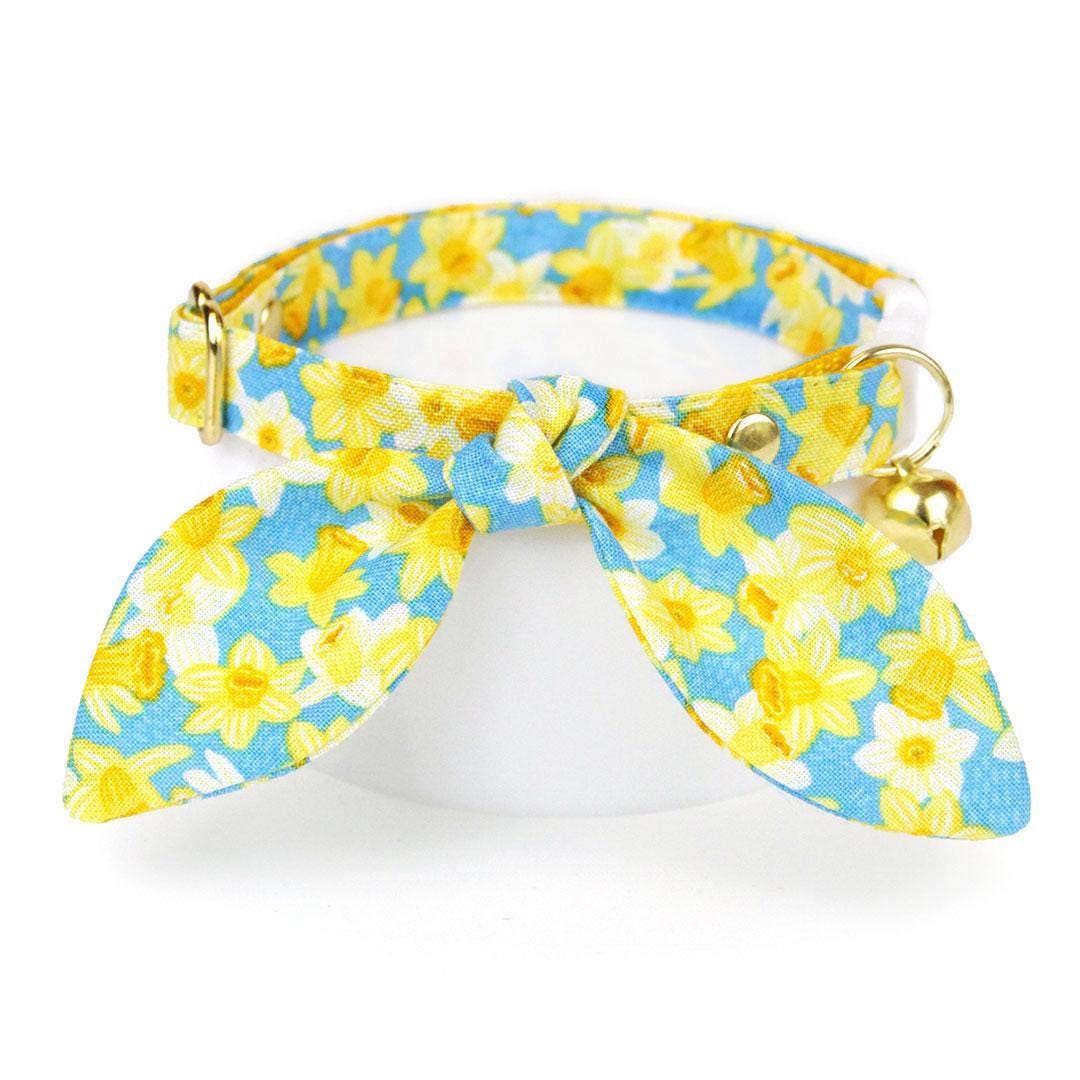 Cat Collar - "Daffodils" - Yellow Spring Daffodil Cat Collar / Easter Floral / Breakaway Buckle or Non-Breakaway / Cat, Kitten + Small Dog Sizes