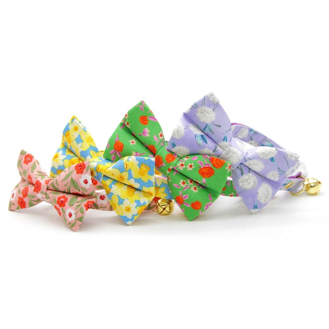 Bow Tie Cat Collar Set - "Periwinkle Peony" - Light Purple Floral Cat Collar w/ Matching Bowtie / Easter, Spring, Lavender, Lilac / Cat, Kitten, Small Dog