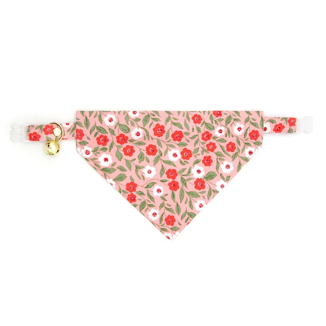 Cat Collar - "Posies" - Pink Floral Cat Collar / Spring, Easter, Valentine's Day / Breakaway Buckle or Non-Breakaway / Cat, Kitten + Small Dog Sizes