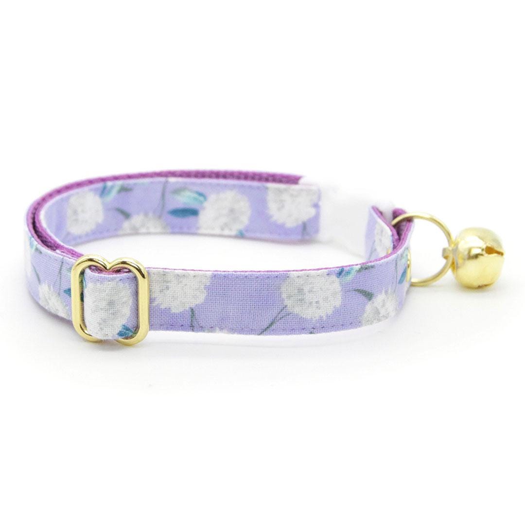 Cat Collar - "Periwinkle Peony" - Light Purple Floral Cat Collar / Spring, Easter, Lavender, Lilac / Breakaway Buckle or Non-Breakaway / Cat, Kitten + Small Dog Sizes