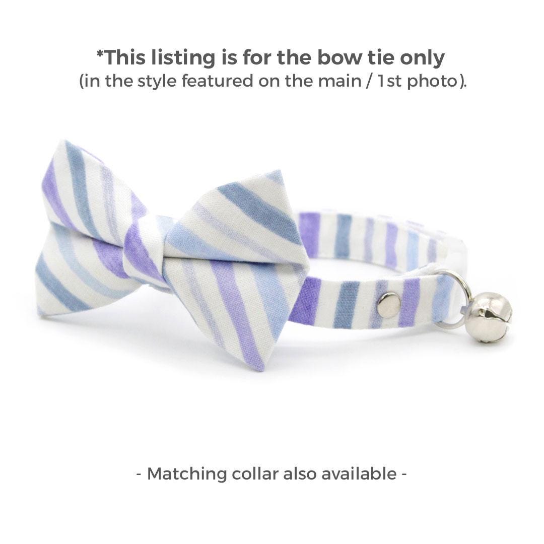 Cat Bow Tie - "Indigo Sky" - Striped Bow Tie for Cat / Spring, Summer, Easter, Nautical / Cat + Small Dog Bowtie