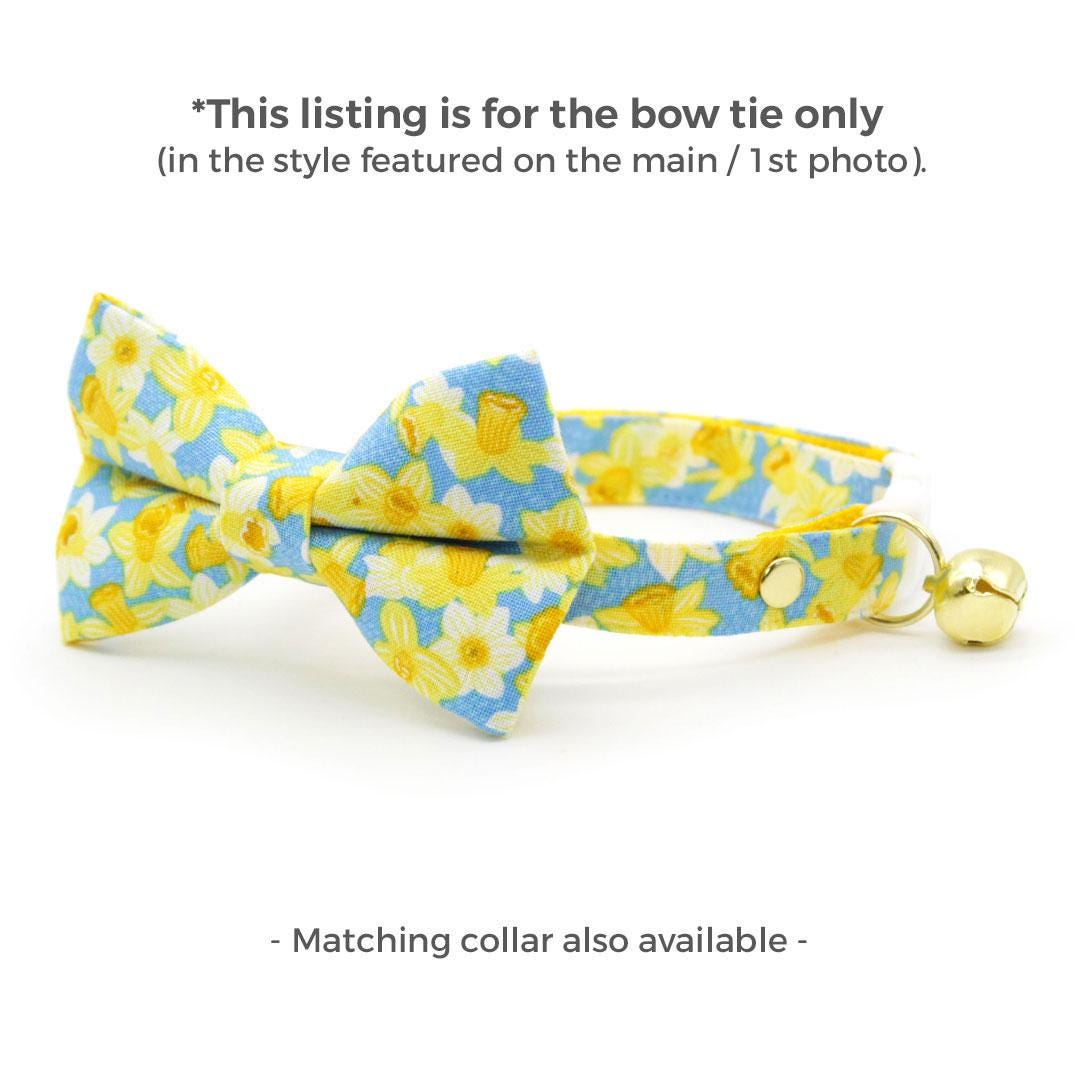 Cat Bow Tie - "Daffodils" - Spring Daffodil Yellow Bow Tie for Cat Collar / Easter Flowers / Cat, Kitten + Small Dog Bowtie