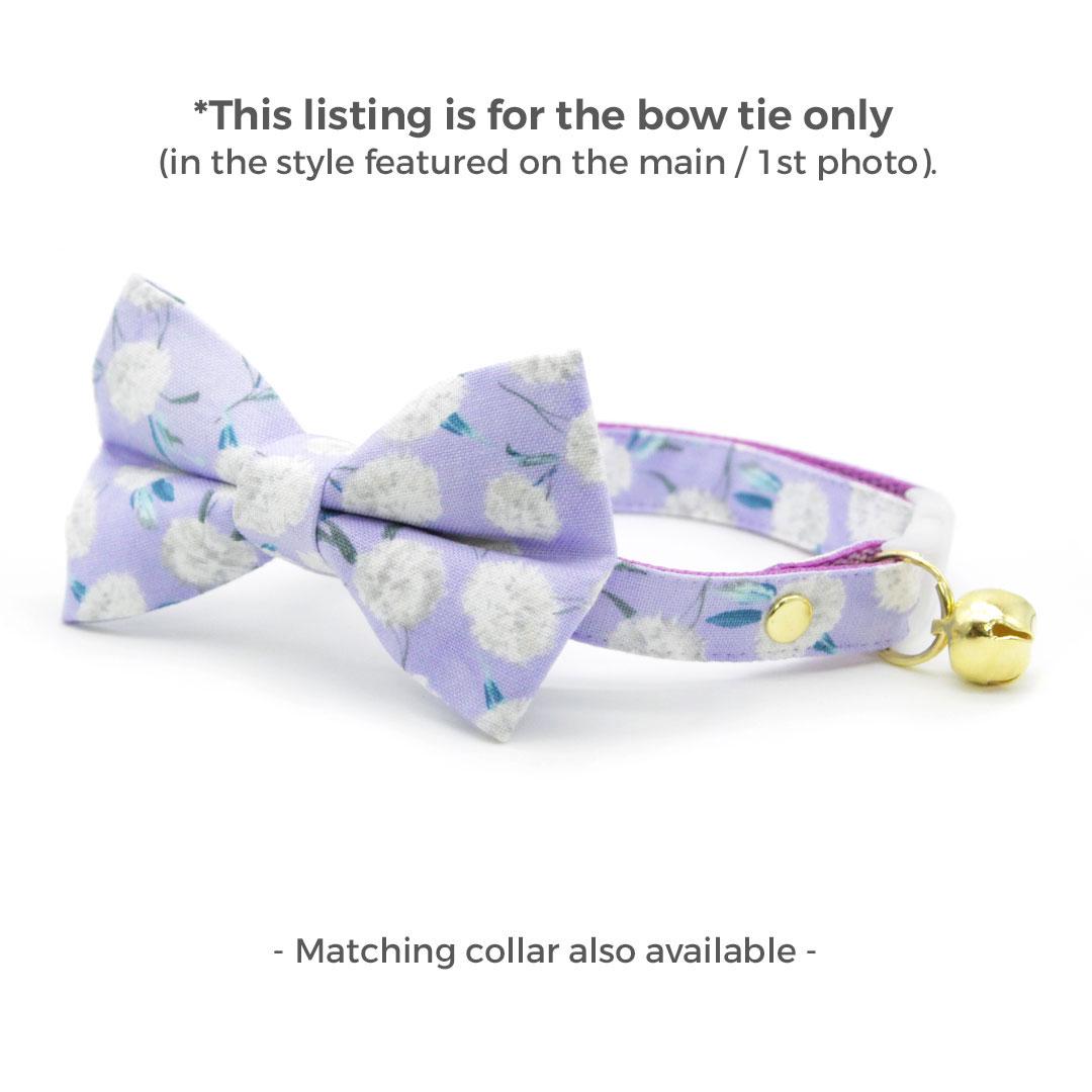 Cat Bow Tie - "Periwinkle Peony" - Purple Floral Bow Tie for Cat / Spring, Summer, Lavender, Lilac, Easter / Cat + Small Dog Bowtie