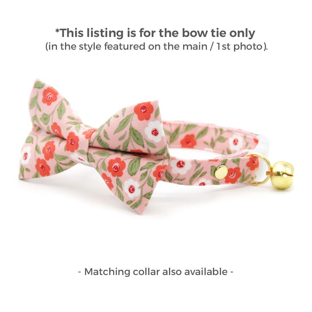 Cat Bow Tie - "Posies" - Floral Pink Bow Tie for Cat / Spring, Easter, Valentine's Day / Cat + Small Dog Bowtie