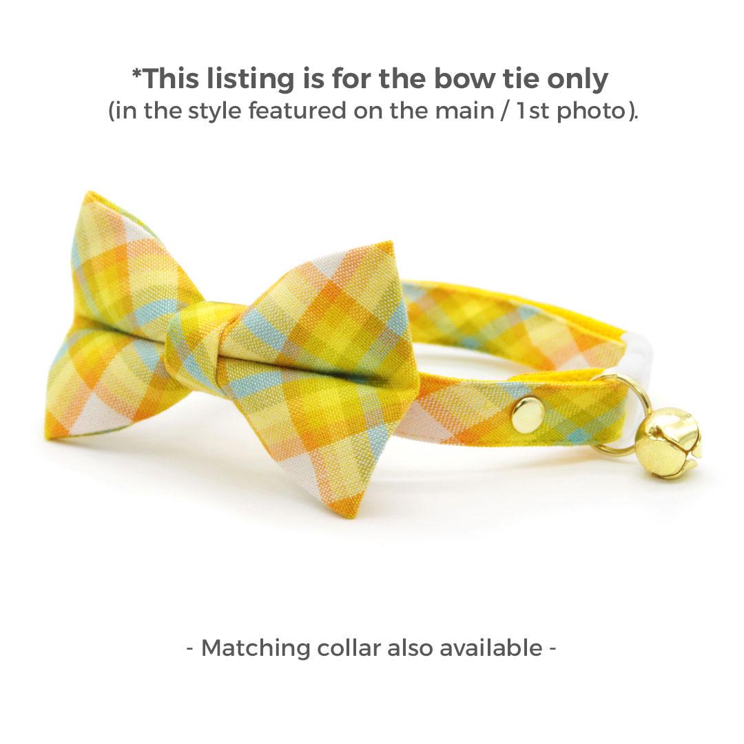 Cat Bow Tie - "Sunny Day" - Plaid Yellow Bow Tie for Cat / Spring, Summer, Easter / Cat + Small Dog Bowtie