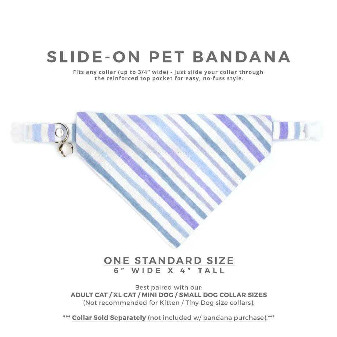 Cat Bandana - "Indigo Sky" - Striped Bandana for Cat + Small Dog / Spring + Summer, Nautical, Derby, Wedding / Slide-On Over the Collar Bandana