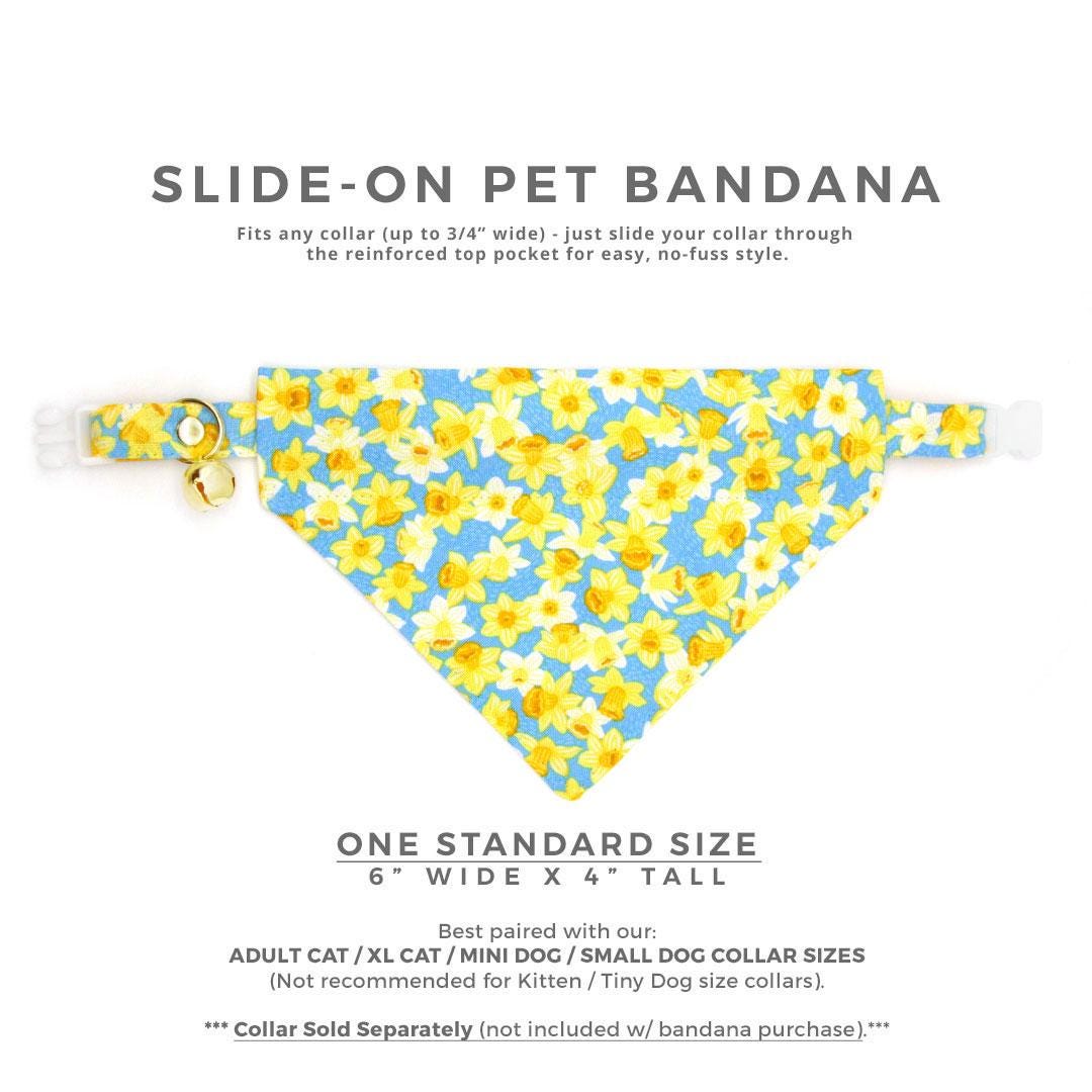 Cat Bandana - "Daffodils" - Yellow Floral Daffodil Bandana for Cat + Small Dog / Easter Floral / Slide-on Bandana / Over-the-Collar