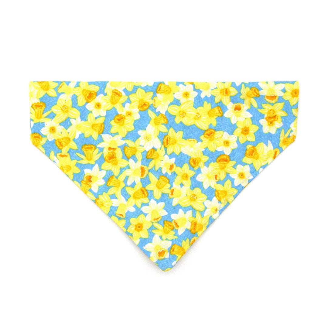 Cat Bandana - "Daffodils" - Yellow Floral Daffodil Bandana for Cat + Small Dog / Easter Floral / Slide-on Bandana / Over-the-Collar