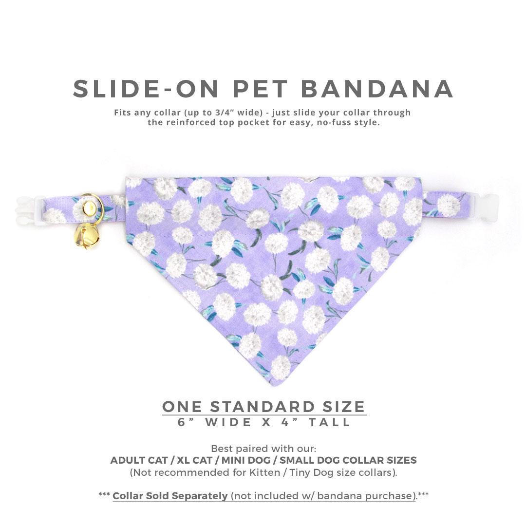 Cat Bandana - "Periwinkle Peony" - Spring Floral Purple Bandana for Cat + Small Dog / Lavender, Lilac, Easter / Slide-on Collar Bandana
