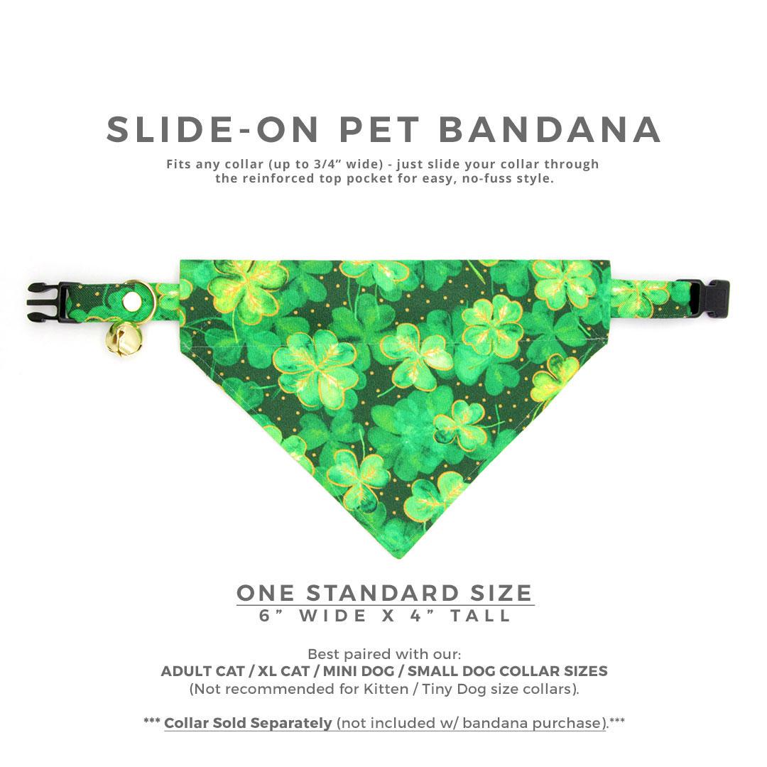 St. Patrick's Day Cat Bandana - "Irish Garden" - Green Shamrock Bandana for Cat + Small Dog / Spring, Irish, Lucky / Slide-On Over the Collar Bandana
