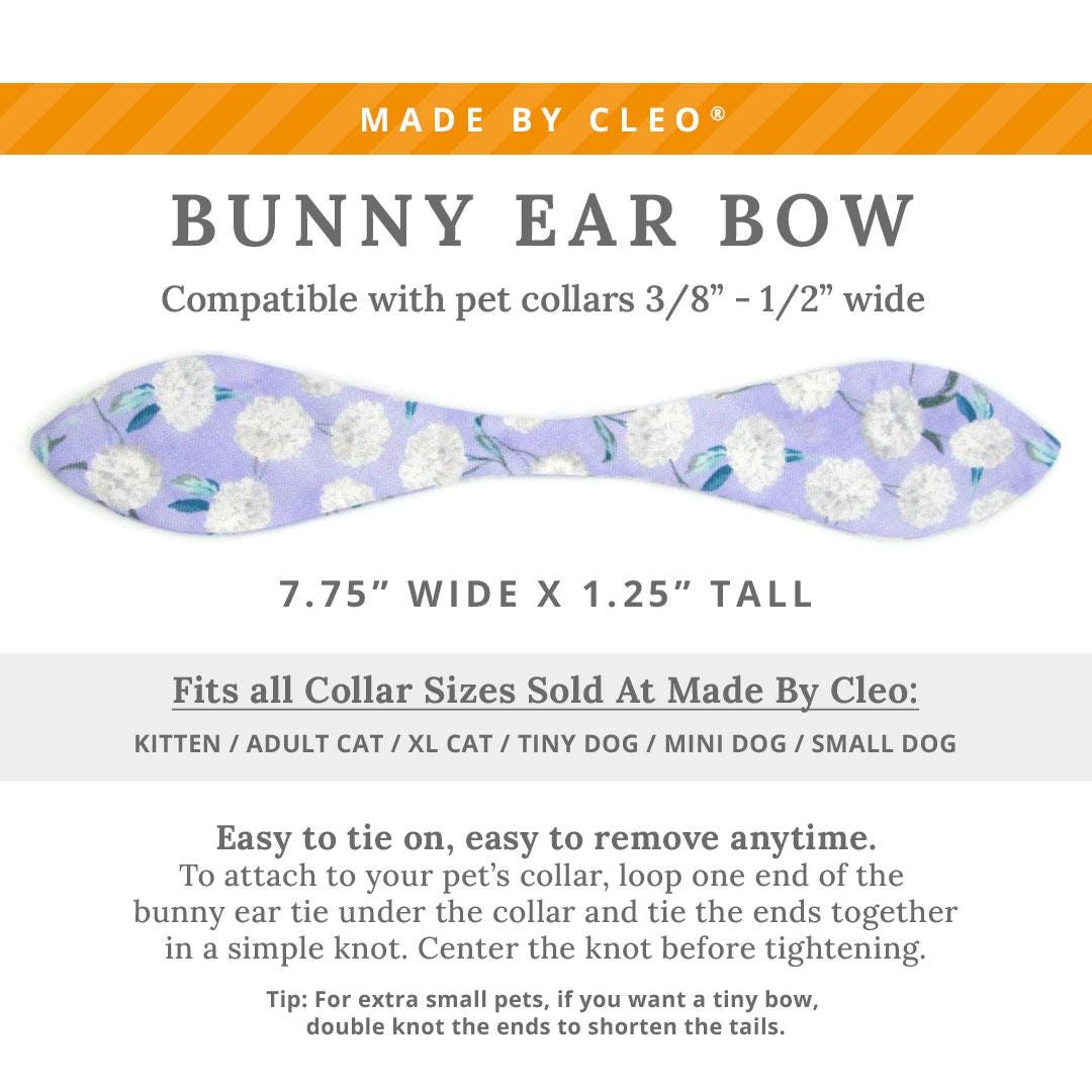 Cat Collar & Bunny Ear Bow Set - "Periwinkle Peony" - Purple Floral Cat Collar w/ Matching Bunny Bow Tie / Spring, Easter / Tie-On Scarf / Cat, Kitten + Small Dog Sizes