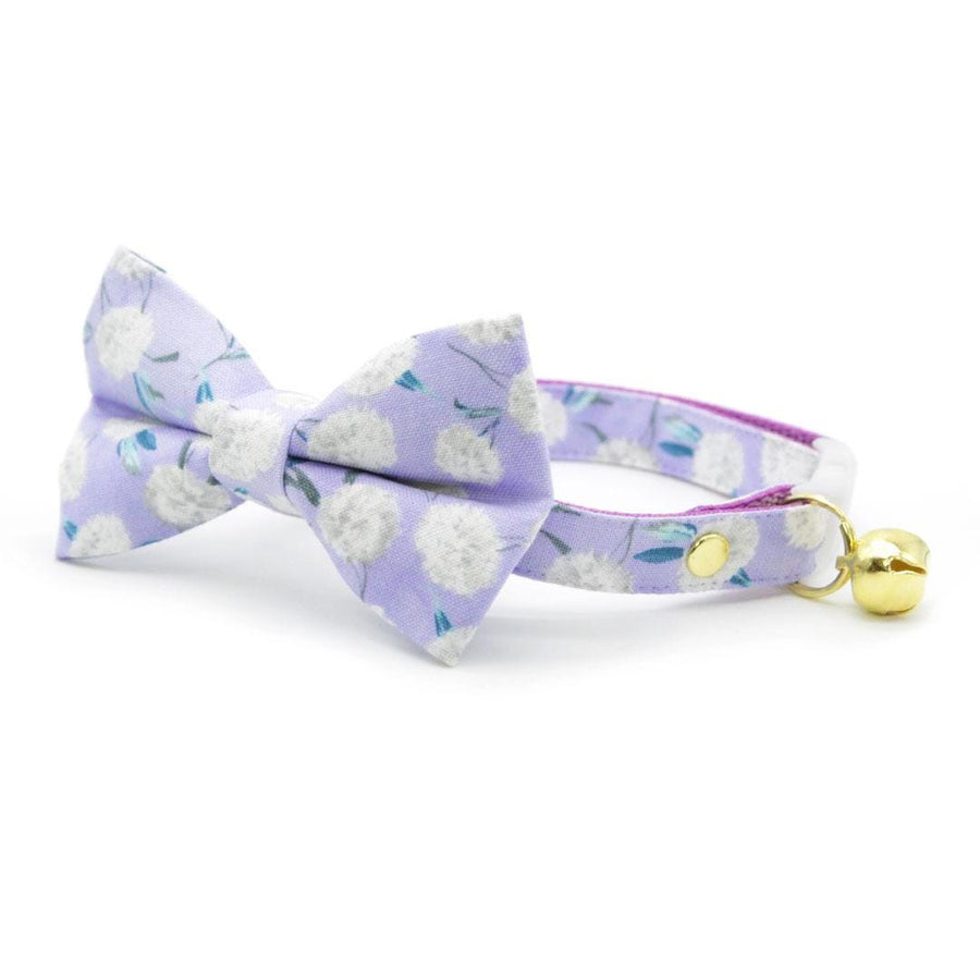 Bow Tie Cat Collar Set - "Periwinkle Peony" - Light Purple Floral Cat Collar w/ Matching Bowtie / Easter, Spring, Lavender, Lilac / Cat, Kitten, Small Dog