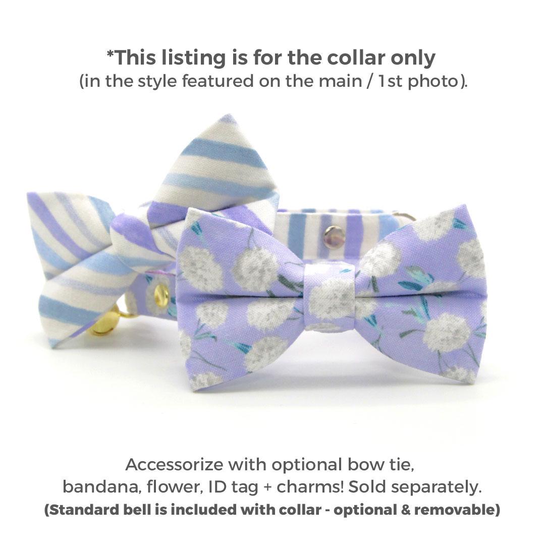 Cat Collar - "Indigo Sky" - Striped Cat Collar / Spring, Summer, Easter, Nautical / Breakaway Buckle or Non-Breakaway / Cat, Kitten + Small Dog Sizes