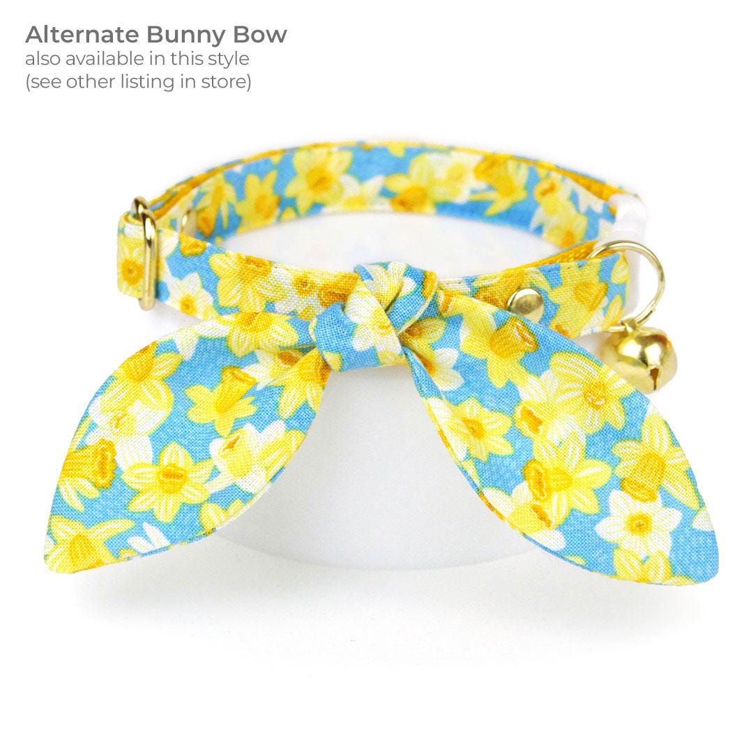 Cat Bandana - "Daffodils" - Yellow Floral Daffodil Bandana for Cat + Small Dog / Easter Floral / Slide-on Bandana / Over-the-Collar