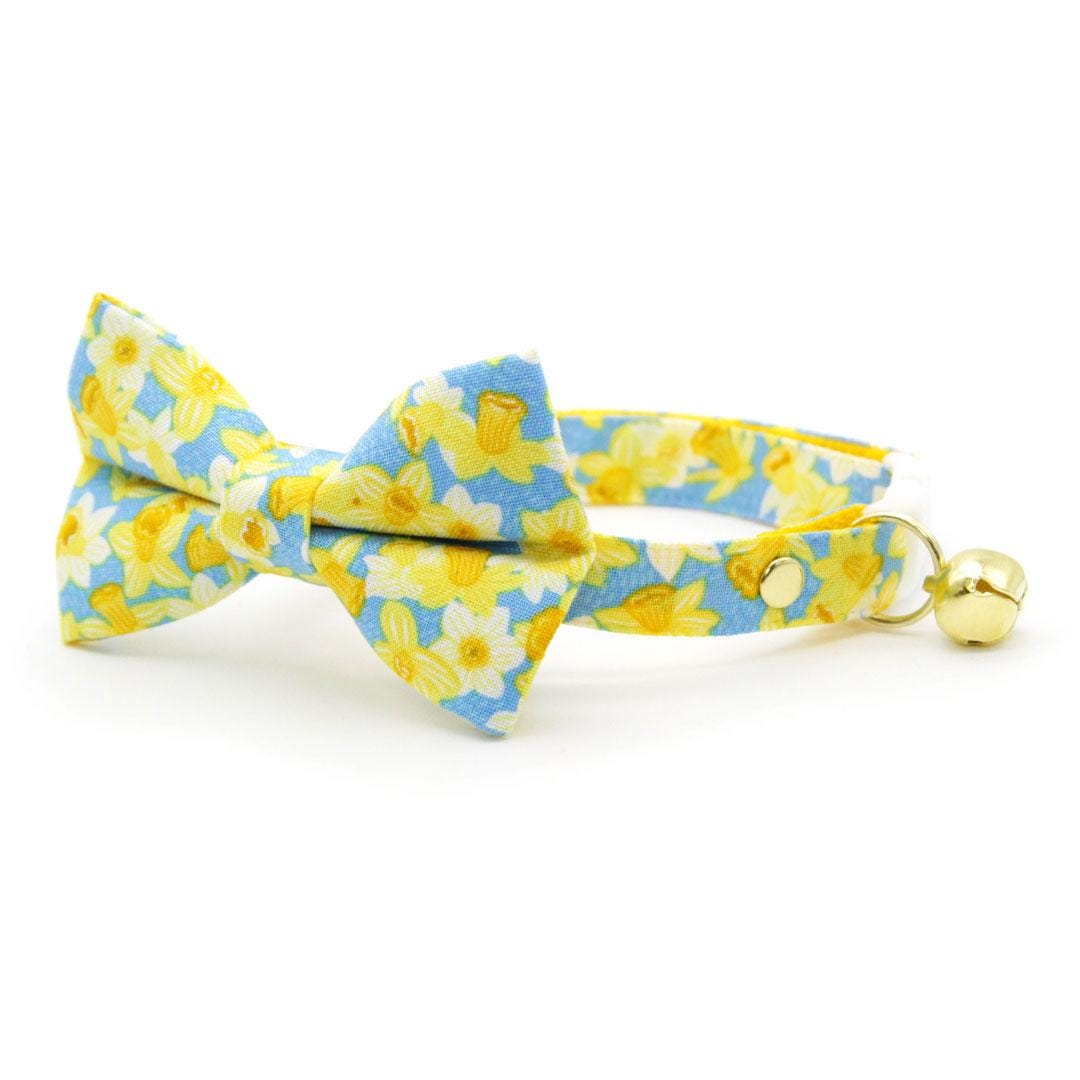 Cat Collar - "Daffodils" - Yellow Spring Daffodil Cat Collar / Easter Floral / Breakaway Buckle or Non-Breakaway / Cat, Kitten + Small Dog Sizes