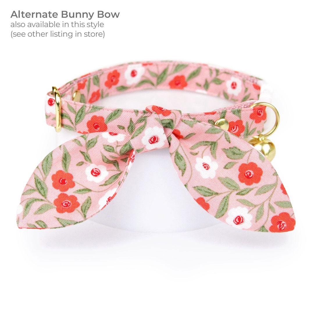 Bow Tie Cat Collar Set - "Posies" - Floral Pink Cat Collar with Bow Tie / Spring, Easter, Valentine's Day / Cat, Kitten, Small Dog Sizes