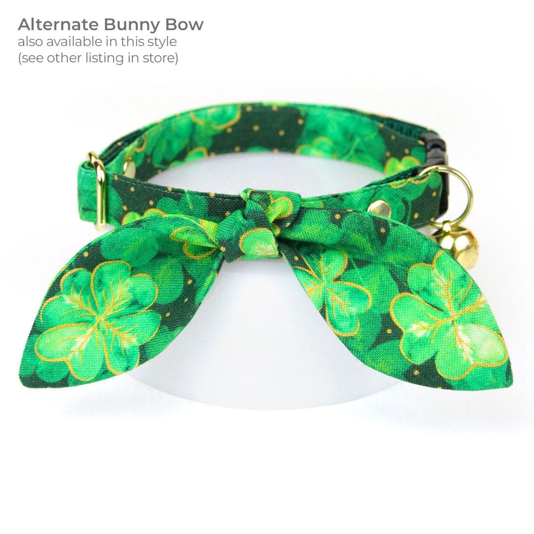 St. Patrick's Day Cat Bandana - "Irish Garden" - Green Shamrock Bandana for Cat + Small Dog / Spring, Irish, Lucky / Slide-On Over the Collar Bandana
