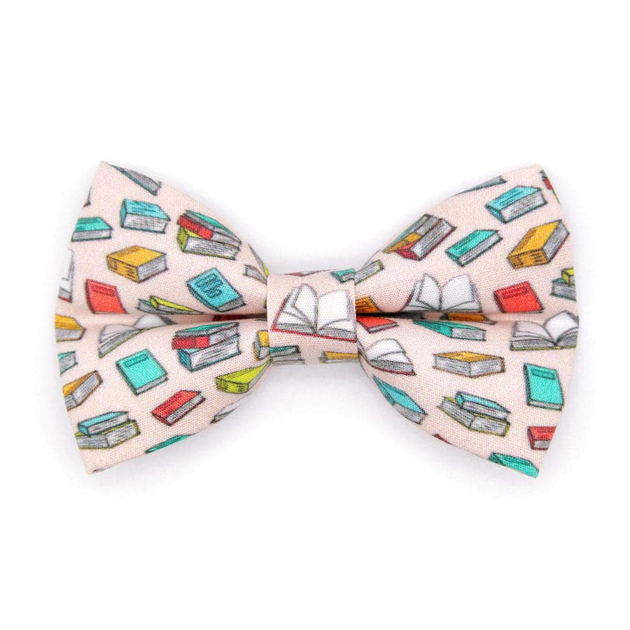 Cat Bow Tie - "Book Lover - Pink" - Book Bow Tie for Cat Collar / School Teacher, Book Club, Bookish, Writer, Reader Gift / Cat + Small Dog Bowtie
