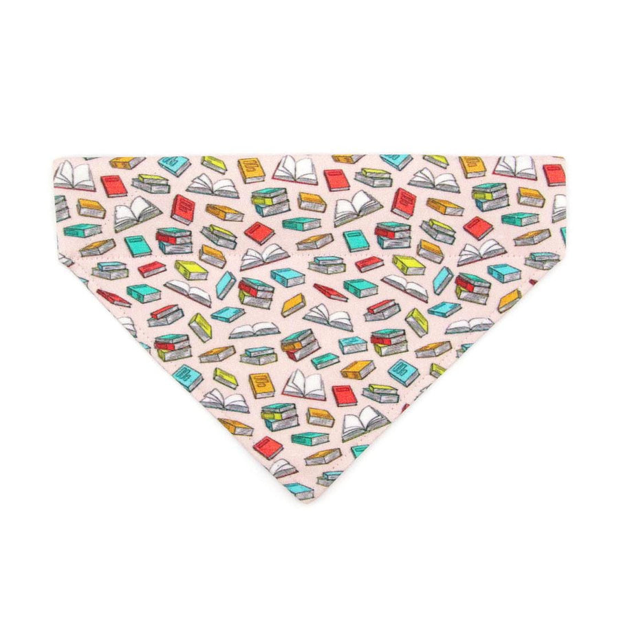 Cat Bandana - "Book Lover - Pink" - Book Bandana for Cat + Small Dog / Gift for Reader, School Teacher, Book Club, Librarian, Writer / Slide-On Over the Collar Bandana