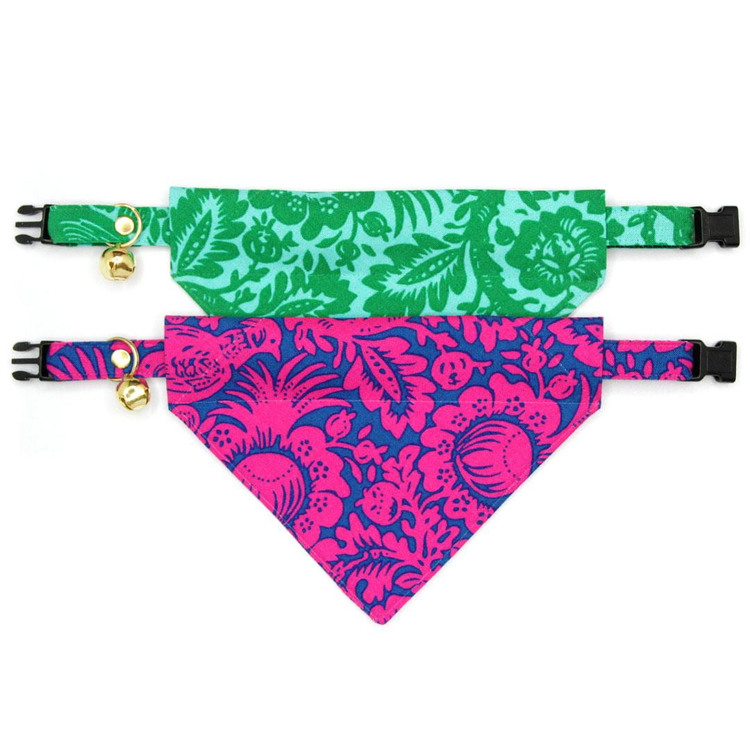 Cat Collar - "Cabana Pink" - Hawaiian Hot Pink Cat Collar / Summer, Tropical, Beach, Island / Breakaway Buckle or Non-Breakaway / Cat, Kitten + Small Dog Sizes