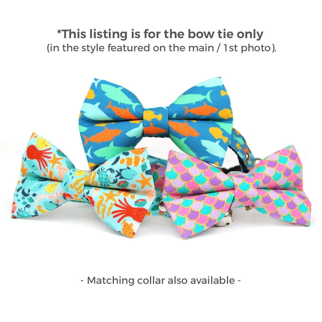 Shark Cat Bow Tie - "Fintastic" - Blue Fish Bow Tie for Cat Collar / Ocean, Sea, Aquatic, Goldfish, Summer / Cat, Kitten + Small Dog Bowtie