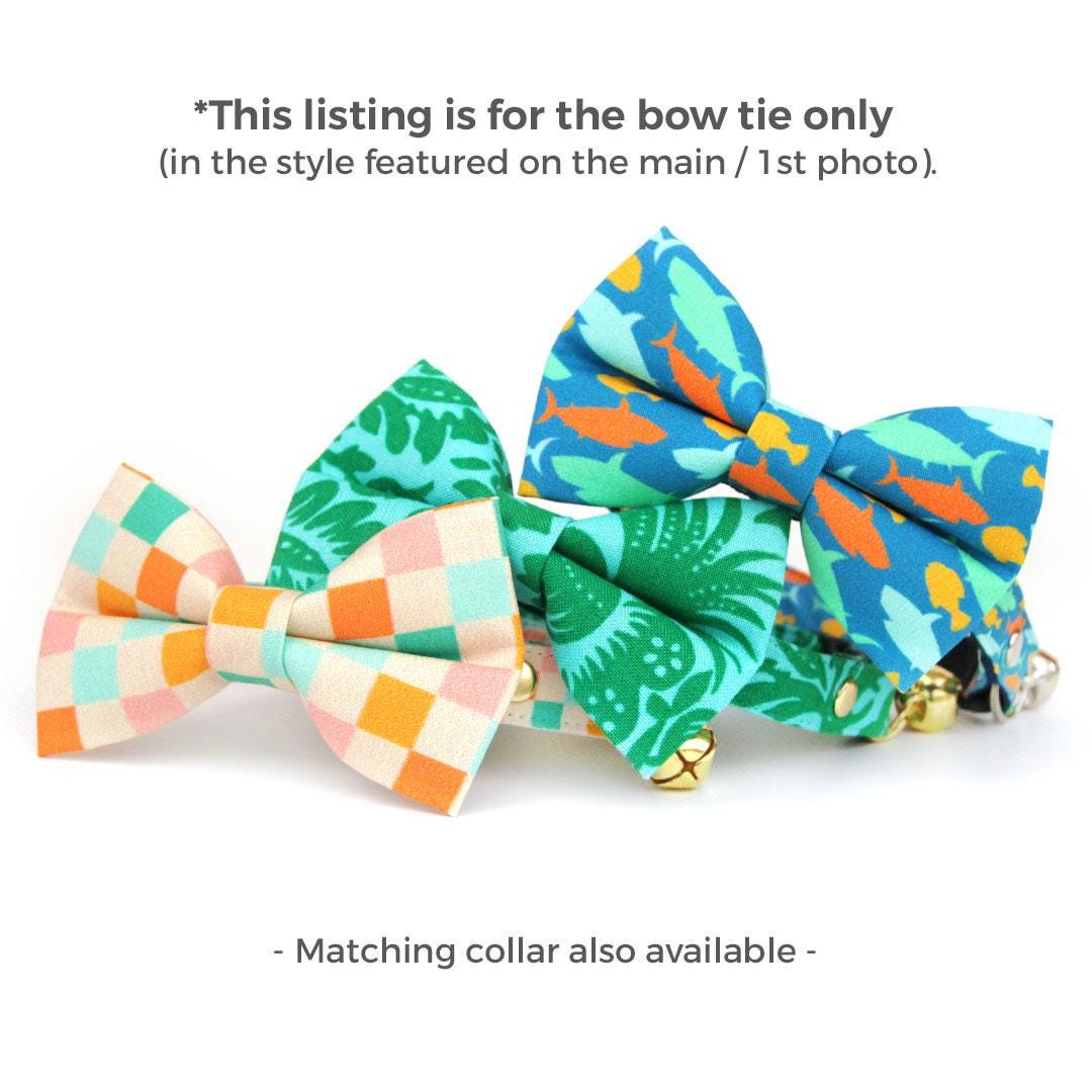 Checkered Cat Bow Tie - "Checkmate" - Retro Pastel Checked Bow Tie for Cat Collar / Groovy Y2K, Vintage Modern, Fun / Cat, Kitten + Small Dog Bowtie