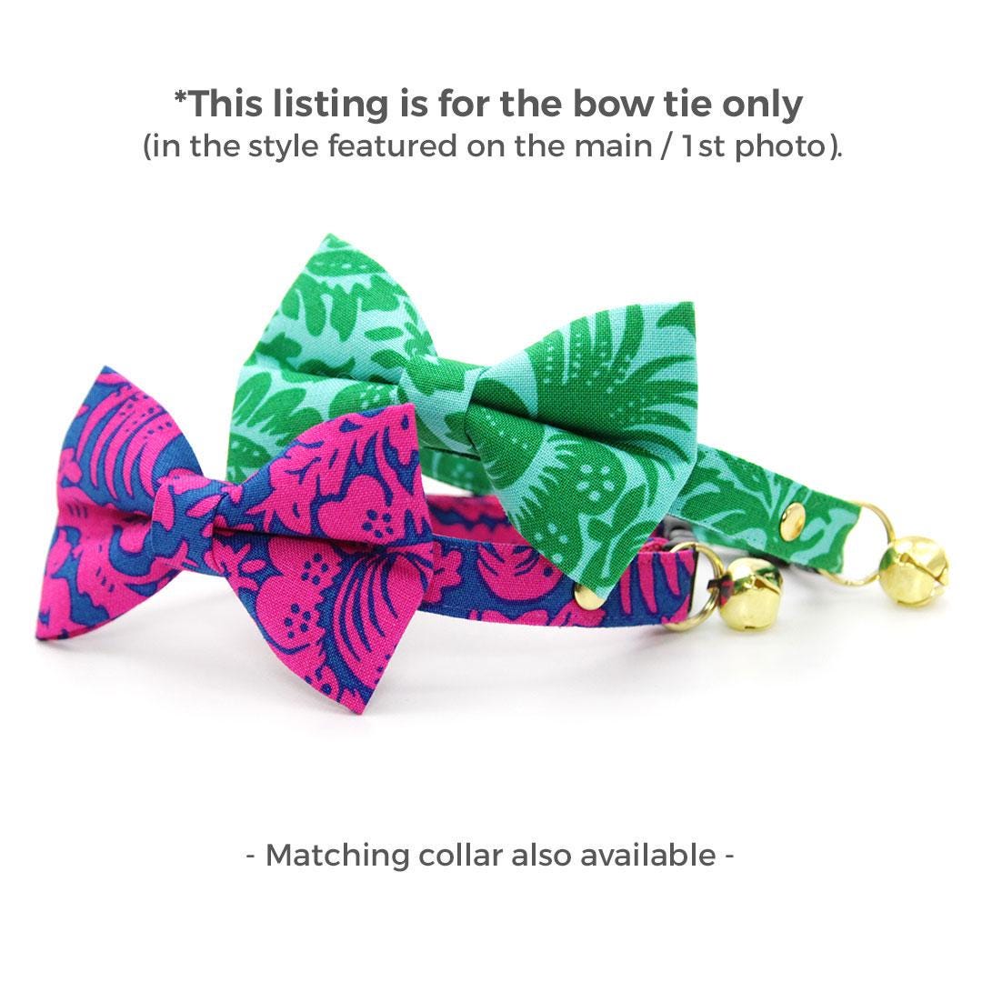 Hawaiian Cat Bow Tie - "Cabana Pink" - Tropical Hot Pink Bow Tie for Cat Collar / Summer, Beach, Tiki, Vacation / Cat, Kitten + Small Dog Bowtie