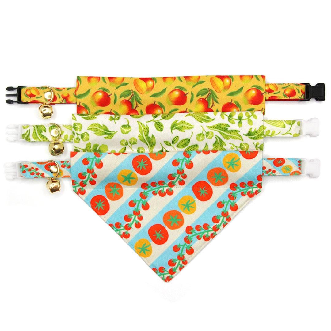 Tomato Cat Collar - "Tomato Trellis" - Cute Cherry Tomatoes Cat Collar / Garden Fruits & Veggies, Summer / Breakaway Buckle or Non-Breakaway / Cat, Kitten + Small Dog Sizes