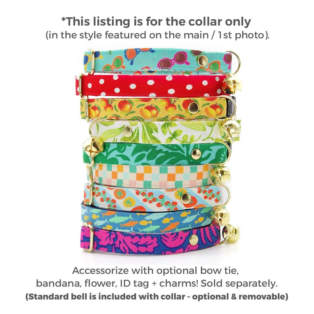 Sunglasses Cat Collar - "Poolside" - Swimming Pool Aqua Mint Cat Collar / Fun, Trendy, Arty, Summer / Breakaway Buckle or Non-Breakaway / Cat, Kitten + Small Dog Sizes