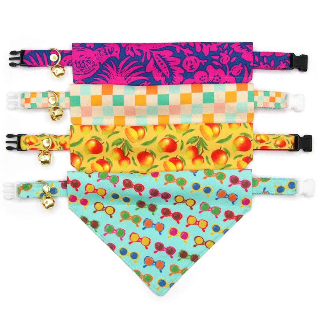 Sunglasses Cat Collar - "Poolside" - Swimming Pool Aqua Mint Cat Collar / Fun, Trendy, Arty, Summer / Breakaway Buckle or Non-Breakaway / Cat, Kitten + Small Dog Sizes