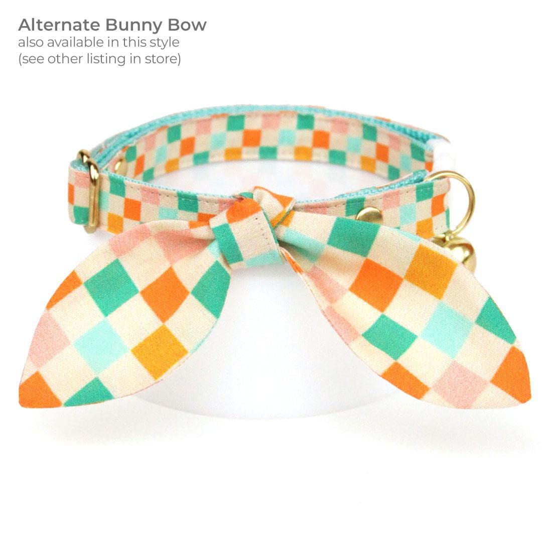 Checkered Cat Bandana - "Checkmate" - Groovy Pastel Checked Bandana for Cat + Small Dog / Check, Checked, Checkerboard / Slide-on Bandana / Over-the-Collar
