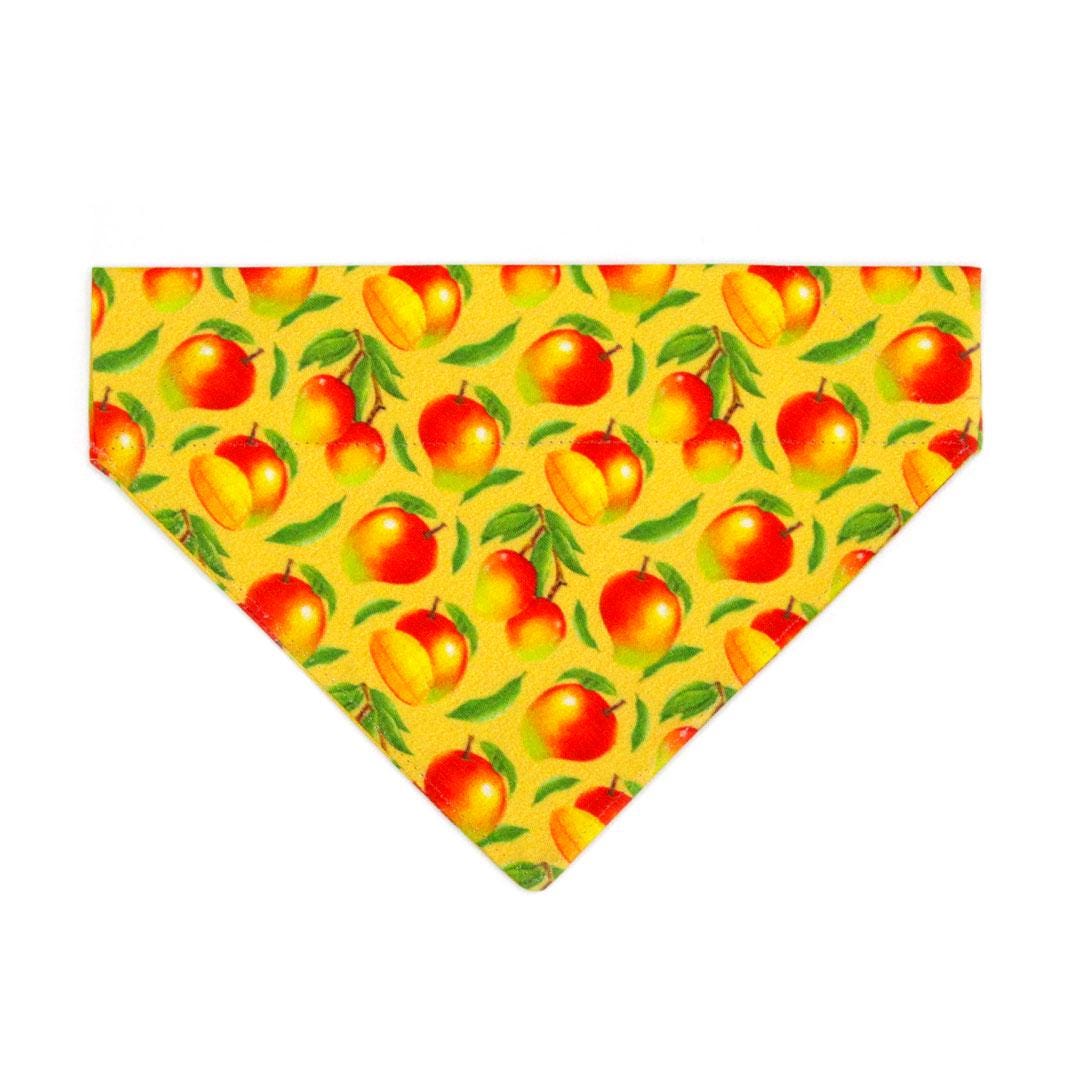 Mango Cat Bandana - "Mango Tango" - Yellow Fruit Mango Bandana for Cat + Small Dog / Mangoes, Tropical, Summer / Slide-on Bandana / Over-the-Collar