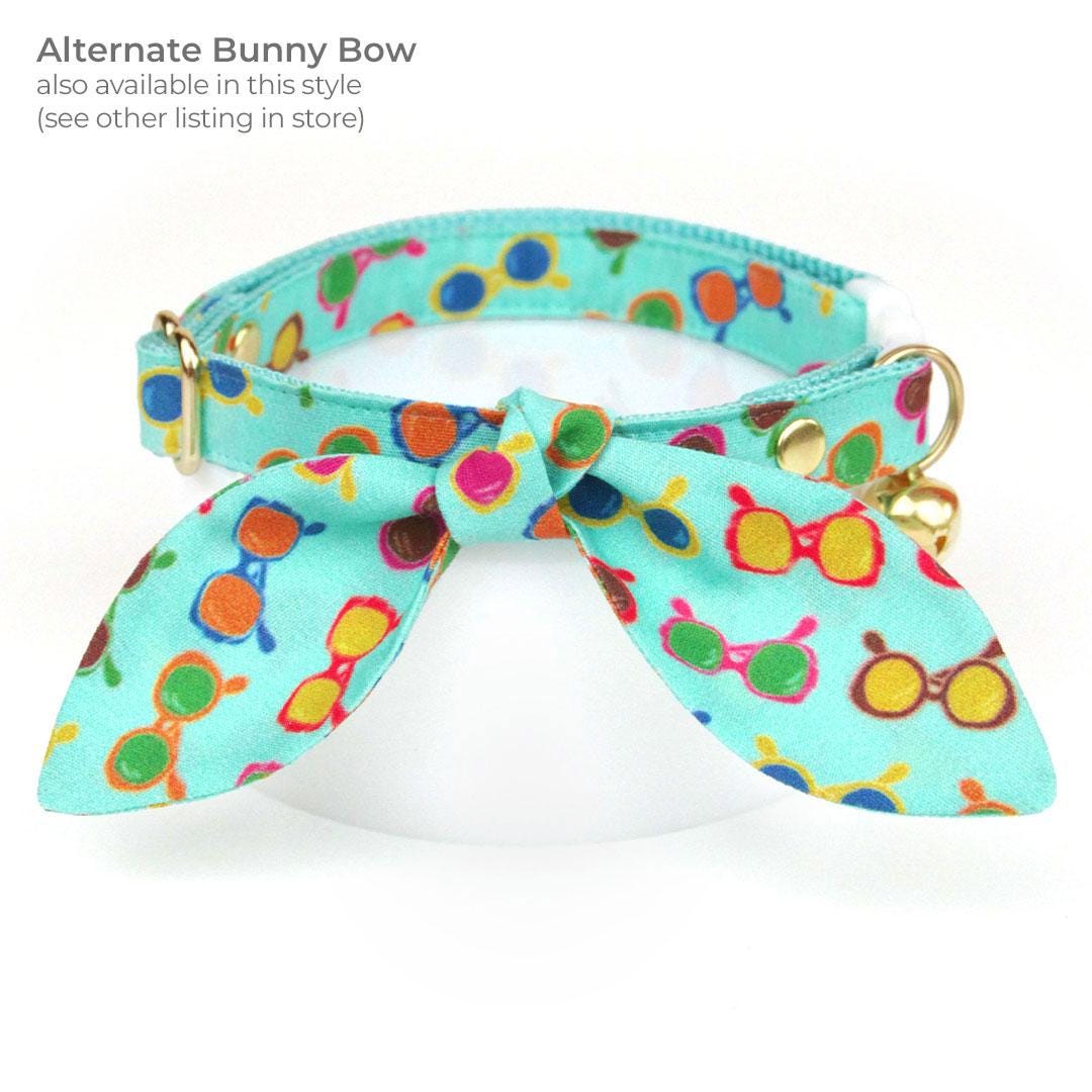 Sunglasses Cat Bandana - "Poolside" - Swimming Pool Aqua Mint Bandana for Cat + Small Dog / Summer, Cool, Hipster, Fun / Slide-on Bandana / Over-the-Collar