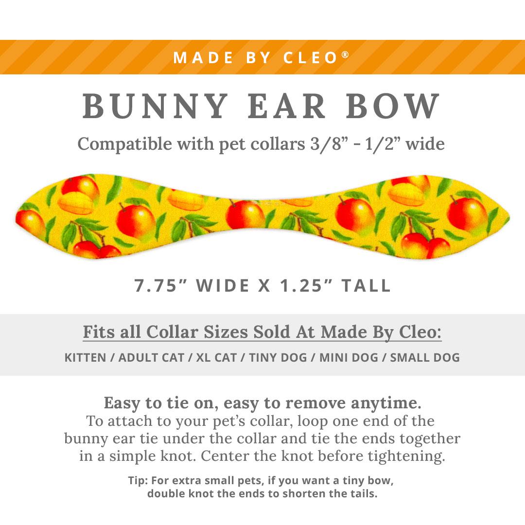 Cat Collar & Bunny Ear Bow Set - "Mango Tango" - Yellow Fruit Mango Cat Collar w/ Matching Bunny Bow Tie / Tie-On Scarf / Cat, Kitten + Small Dog Sizes