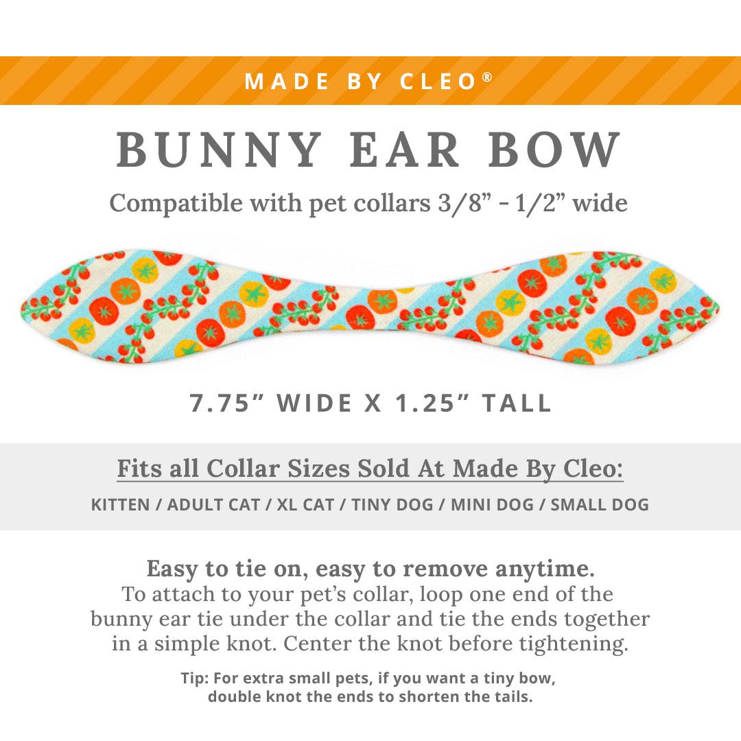 Cat Collar & Bunny Ear Bow Set - "Tomato Trellis" - Garden Tomatoes Cat Collar w/ Matching Bunny Bow Tie / Tie-On Scarf / Cat, Kitten + Small Dog Sizes