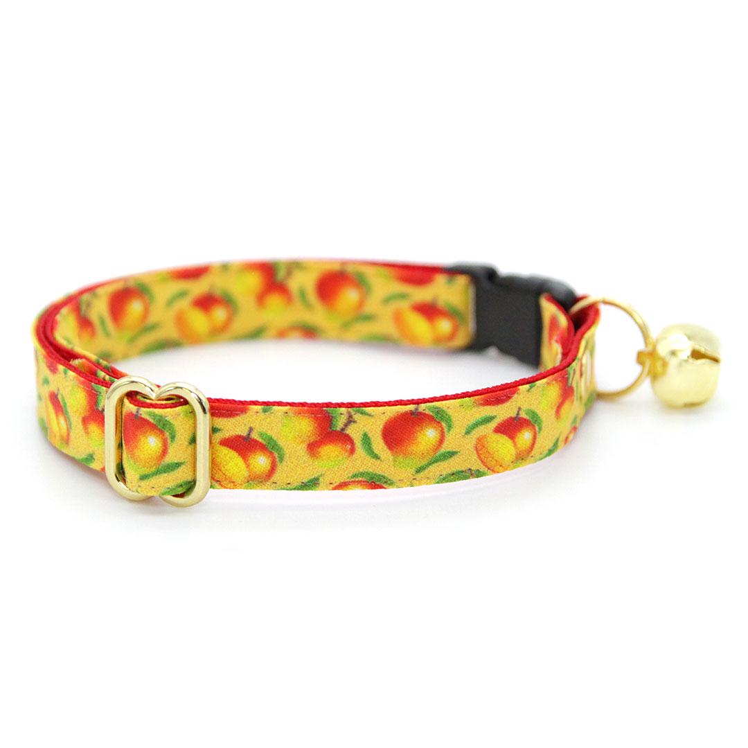 Bow Tie Cat Collar Set - "Mango Tango" - Yellow Fruit Mango Cat Collar with Bow Tie / Mangoes, Summer / Cat, Kitten, Small Dog Sizes