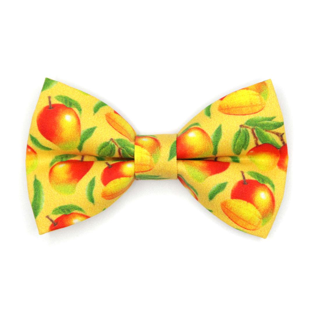 Bow Tie Cat Collar Set - "Mango Tango" - Yellow Fruit Mango Cat Collar with Bow Tie / Mangoes, Summer / Cat, Kitten, Small Dog Sizes