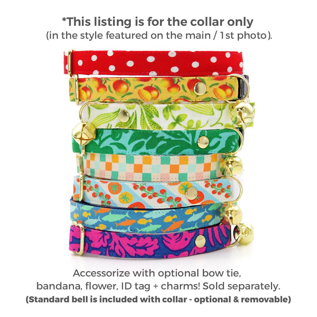 Tropical Cat Collar - "Cabana Green" - Hawaiian Cat Collar / Summer, Beach, Surfer, Tiki / Breakaway Buckle or Non-Breakaway / Cat, Kitten + Small Dog Sizes