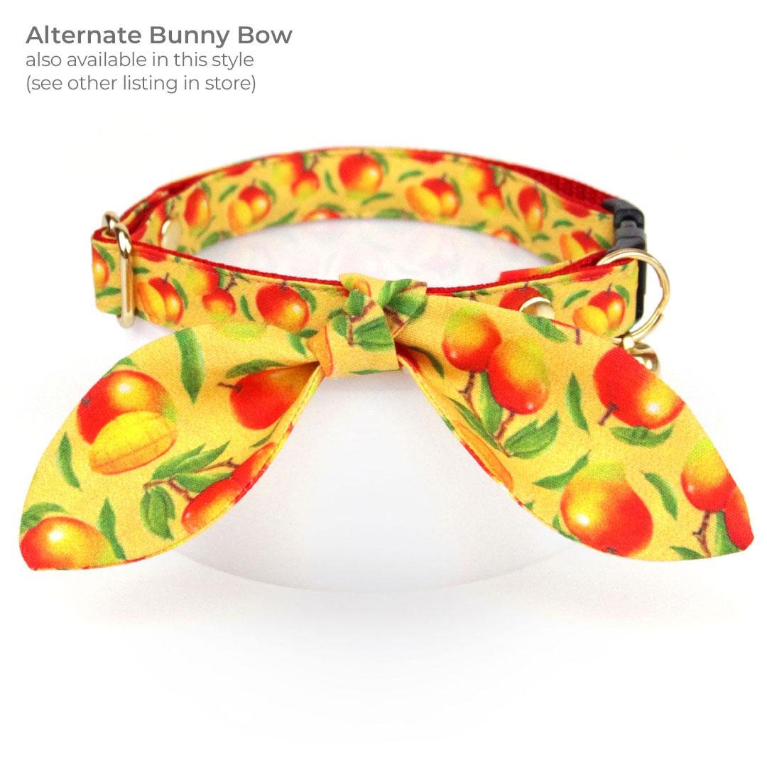 Mango Cat Bow Tie - "Mango Tango" - Yellow Fruit Mangoes Bow Tie for Cat Collar / Tropical, Summer, Fun / Cat, Kitten + Small Dog Bowtie