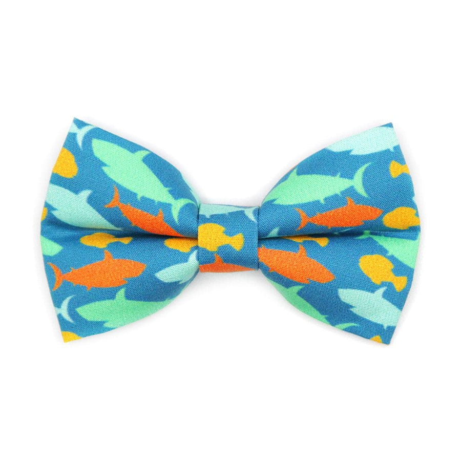 Shark Cat Bow Tie - "Fintastic" - Blue Fish Bow Tie for Cat Collar / Ocean, Sea, Aquatic, Goldfish, Summer / Cat, Kitten + Small Dog Bowtie