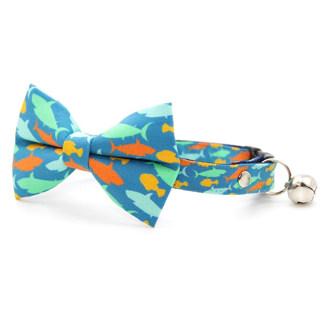 Shark Cat Collar - "Fintastic" - Blue Fish Cat Collar / Ocean, Sea, Aquatic, Beach, Summer / Breakaway Buckle or Non-Breakaway / Cat, Kitten + Small Dog Sizes