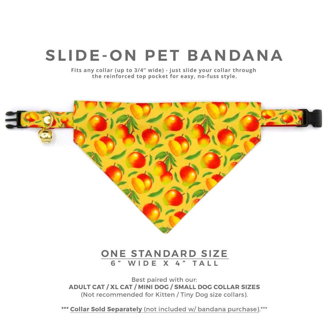 Mango Cat Bandana - "Mango Tango" - Yellow Fruit Mango Bandana for Cat + Small Dog / Mangoes, Tropical, Summer / Slide-on Bandana / Over-the-Collar