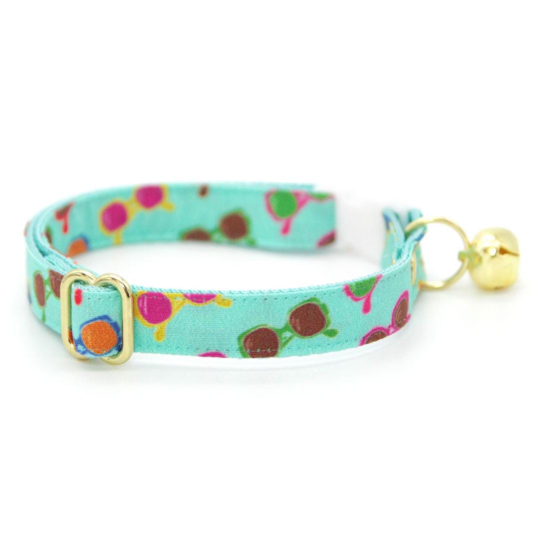 Bow Tie Cat Collar Set - "Poolside" - Sunglasses Cat Collar with Bow Tie / Fun Trendy Summer / Cat, Kitten, Small Dog Sizes
