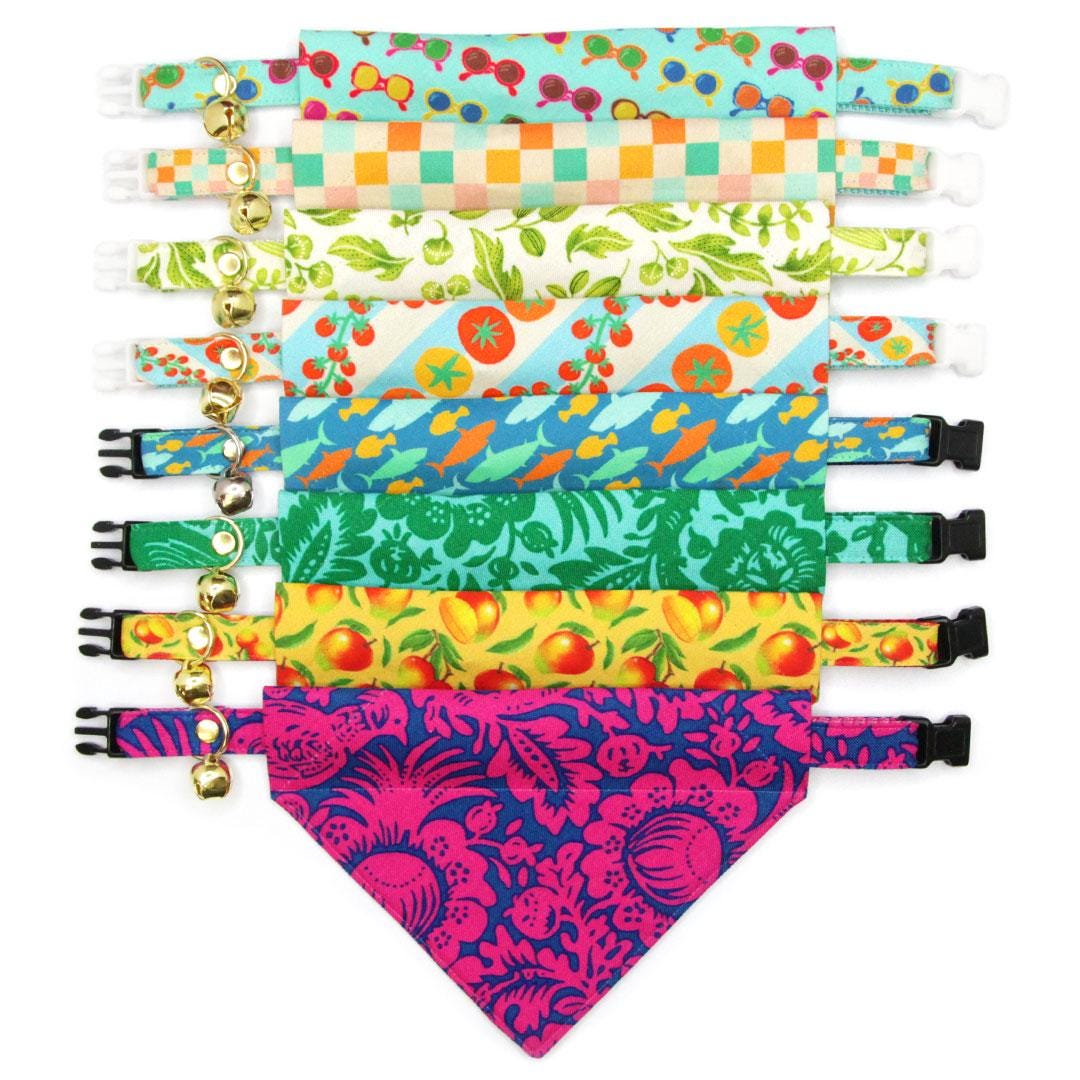 Sunglasses Cat Bandana - "Poolside" - Swimming Pool Aqua Mint Bandana for Cat + Small Dog / Summer, Cool, Hipster, Fun / Slide-on Bandana / Over-the-Collar