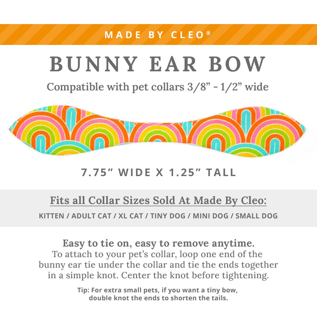 Cat Collar & Bunny Ear Bow Set - "Groovy Rainbow" - Retro 60s 70s Cat Collar w/ Matching Bunny Bow Tie / Tie-On Scarf / Cat, Kitten + Small Dog Sizes