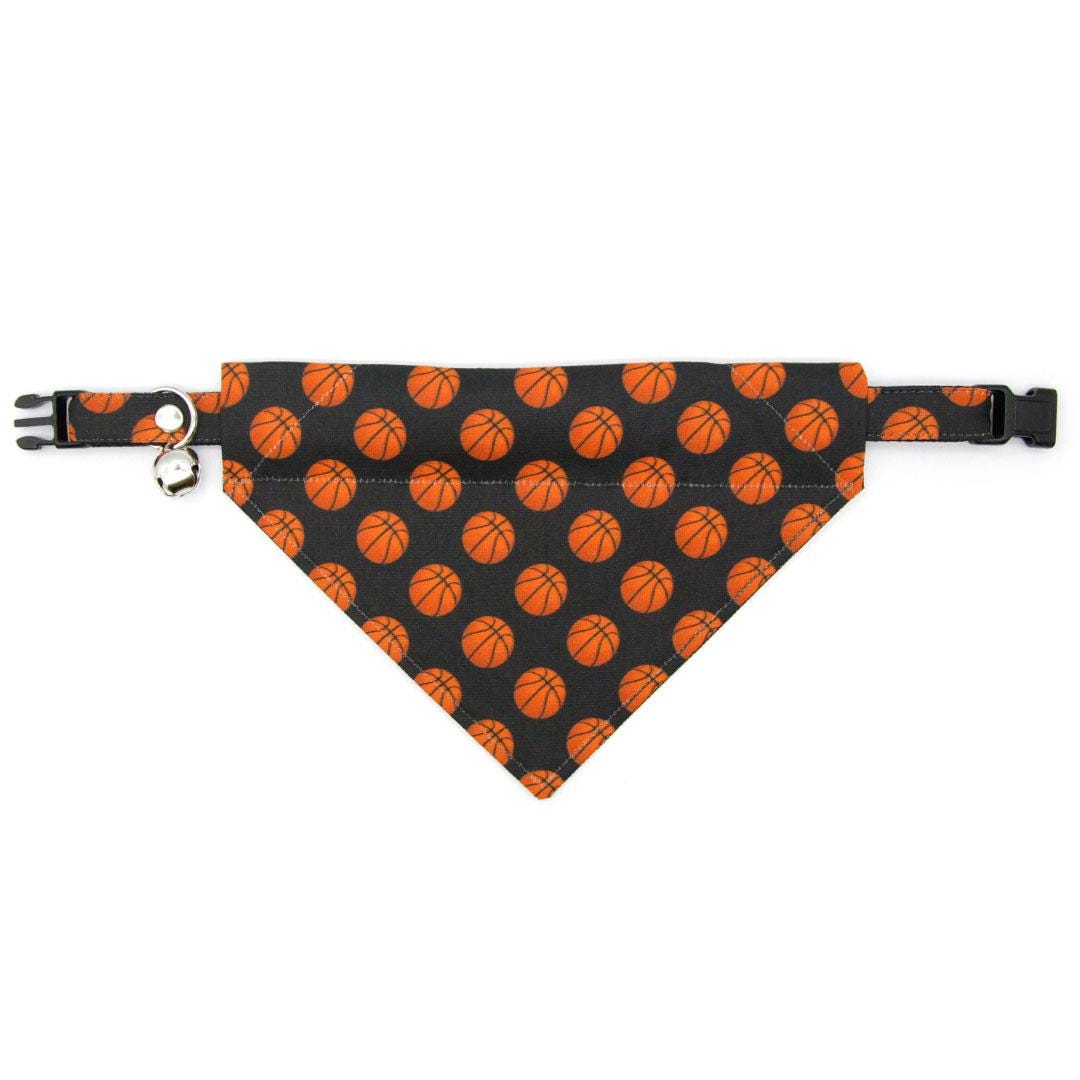 Cat Collar - &quot;Basketball&quot; - Black &amp; Orange Basketball Cat Collar / Sports, NBA / Breakaway Buckle or Non-Breakaway / Cat, Kitten + Small Dog Sizes
